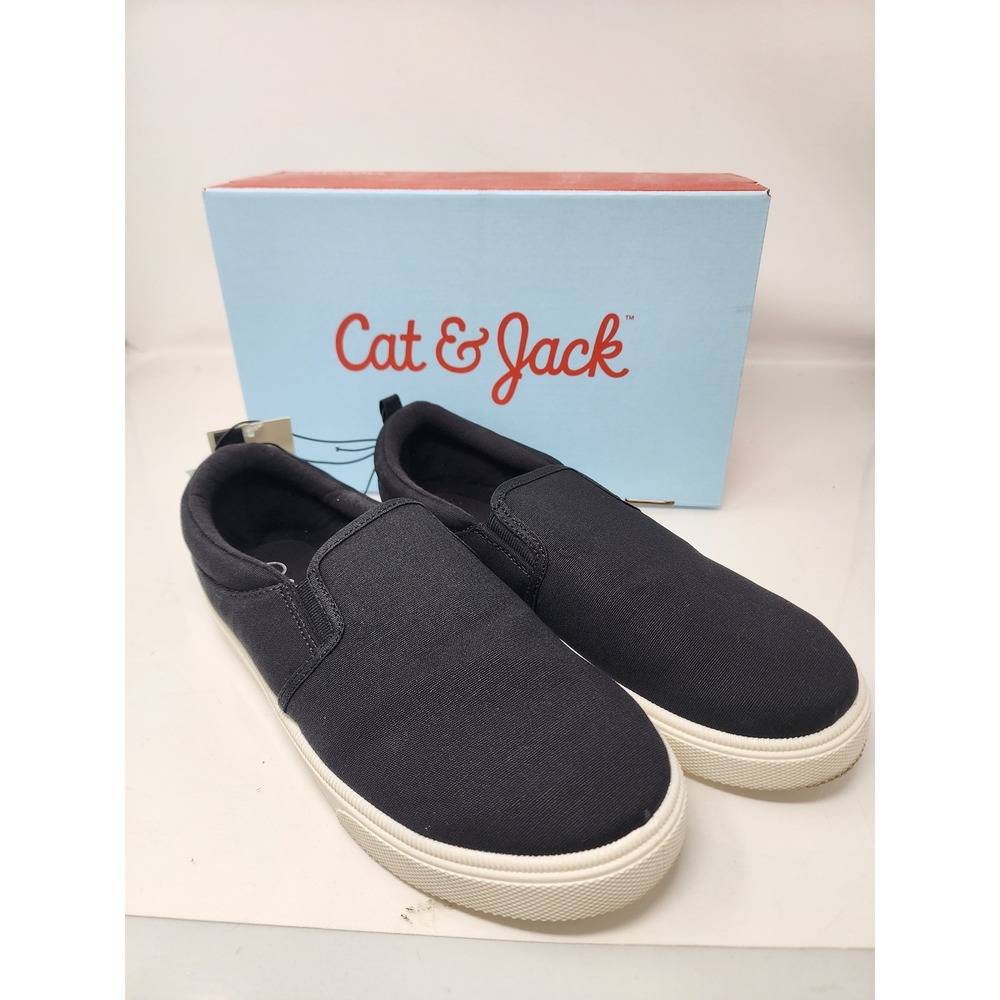 Cat & Jack Boys Hollis Slip On Sneakers Black Canvas Casual Size 6